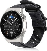 Strap-it Nylon gesp bandje - geschikt voor Huawei Watch GT 1 / GT 2 / GT 3 / GT 3 Pro / GT 4 46mm / GT 2 Pro / GT Runner / Watch 3 (Pro) / Watch 4 (Pro) / Watch Ultimate - zwart