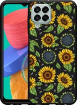 Hoesje Zwart Geschikt voor Samsung Galaxy M33 Sunflowers