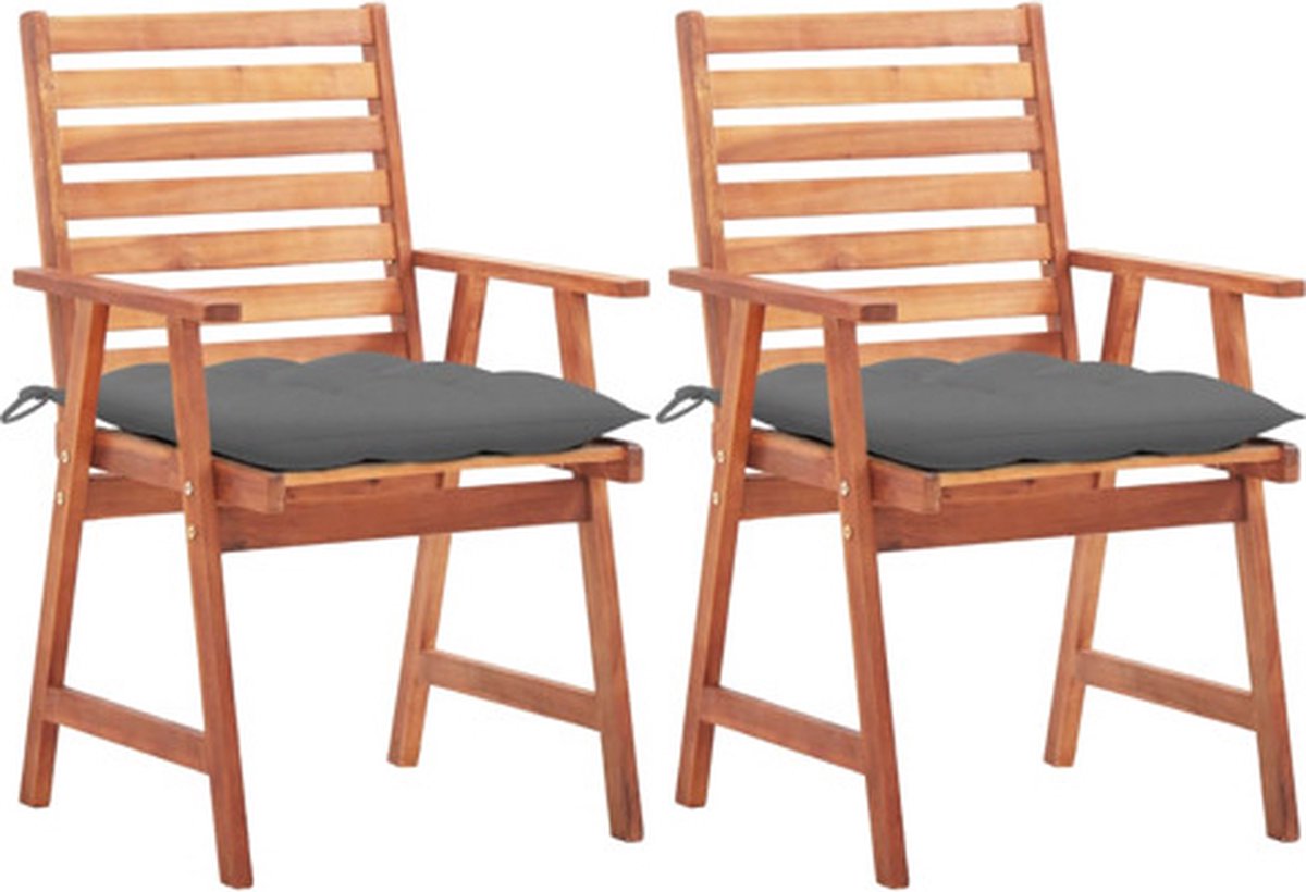vidaXL - Tuinstoelen - 2 - st - met - kussens - massief - acaciahout