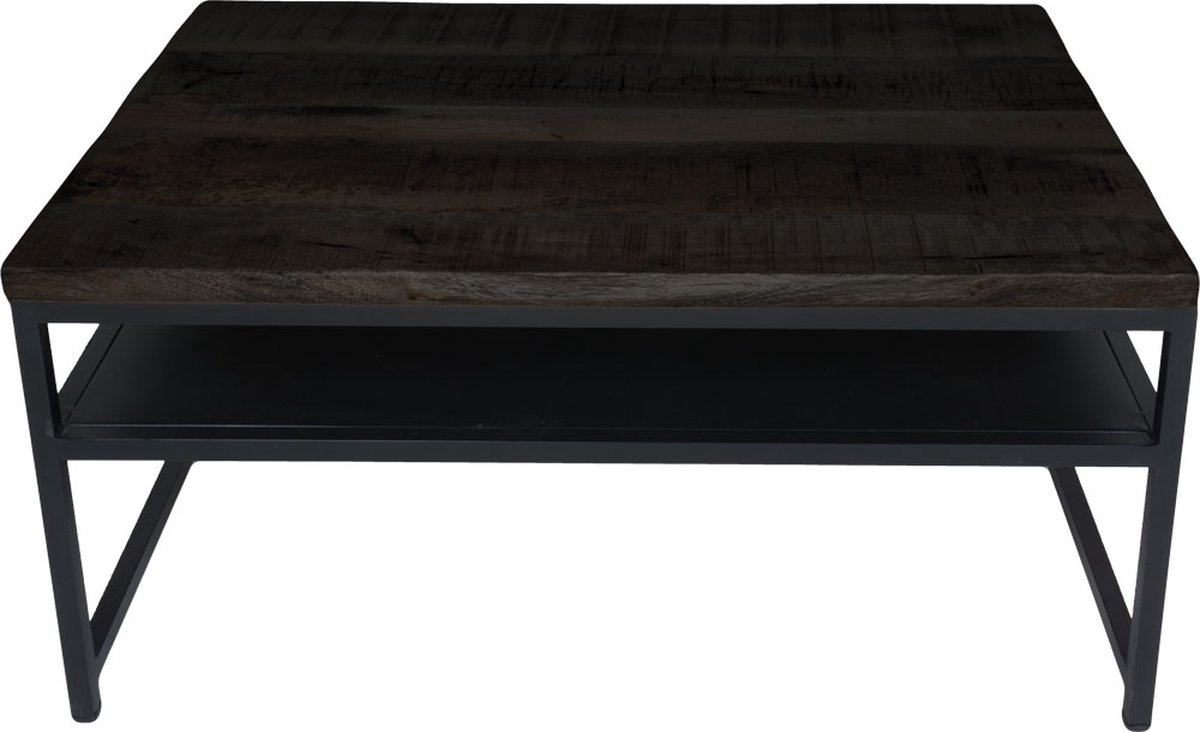 Home67 Salontafel Delhi Zwart Mangohout 42 x 91 x 61 cm - Industrieel