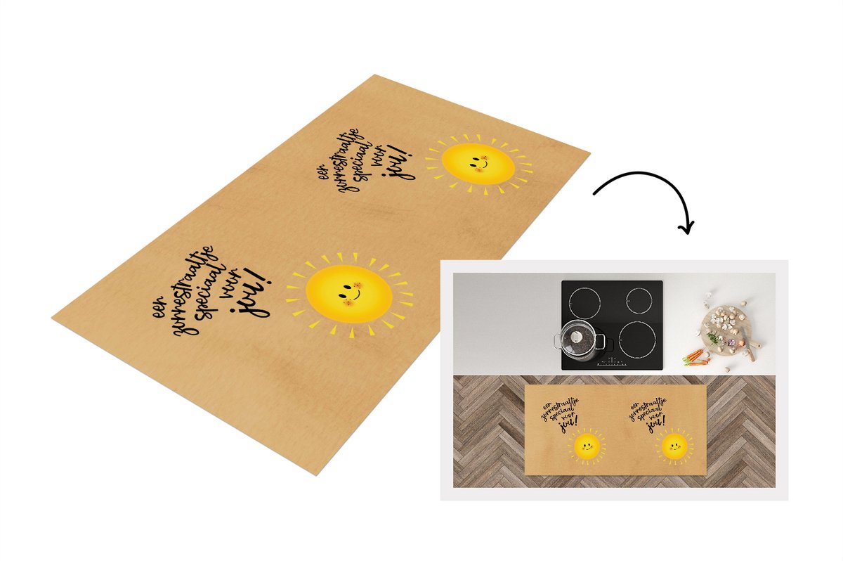 KitchenYeah Keukenloper - Loper keuken - Get well soon - Quotes - Bruin - Zon - 120x60 cm - Keukenloper vinyl Multicolor