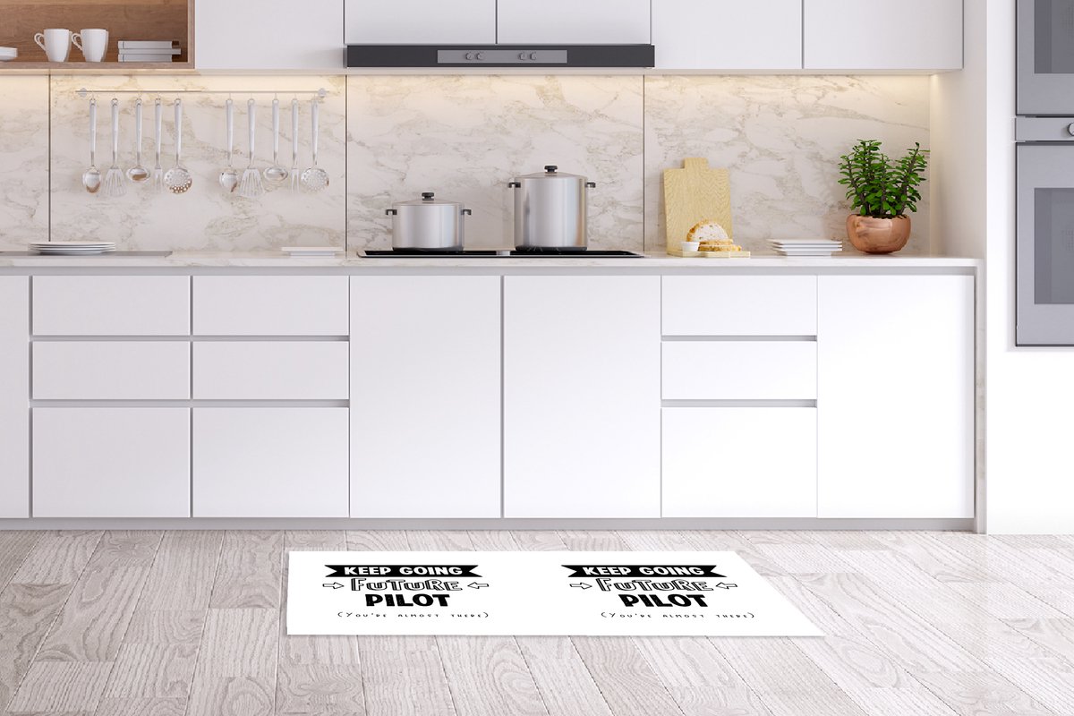 KitchenYeah Keukenloper - Loper keuken - Piloot - Vliegtuig - Quotes - Studie - 120x50 cm - Keukenloper vinyl Multicolor