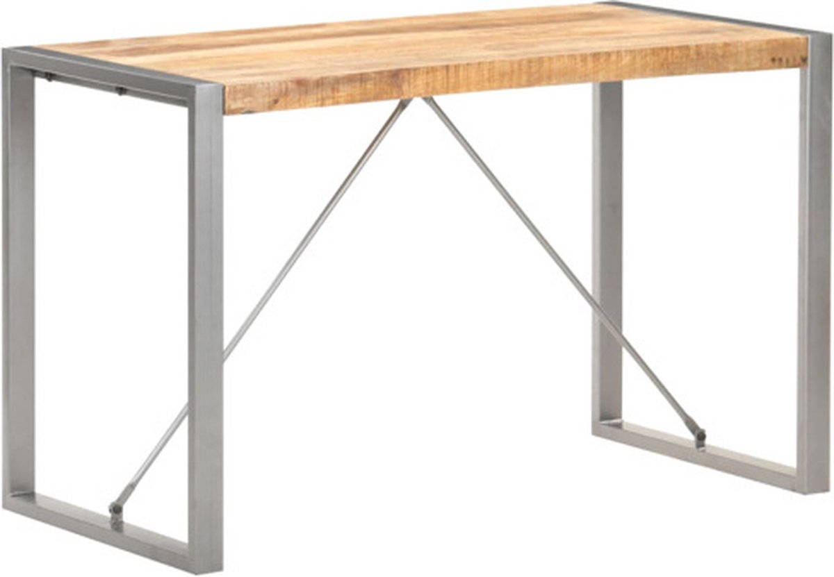 vidaXL Eettafel - 120x60x75 - cm - massief - ruw - mangohout Grijs