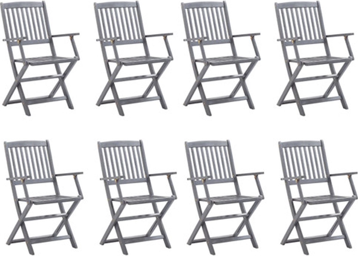 vidaXL - Tuinstoelen - 8 - st - inklapbaar - massief - acaciahout