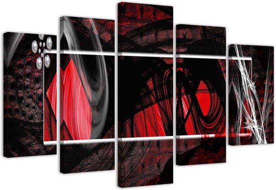 Trend24 - Canvas Schilderij - Expressie - Vijfluik - Abstract - 100x70x2 cm - Rood