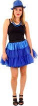 PartyXplosion - Rock & Roll Kostuum - Rock And Roll Petticoat 3 Lagen Blauw Vrouw - Blauw - One size - Carnavalskleding - Verkleedkleding