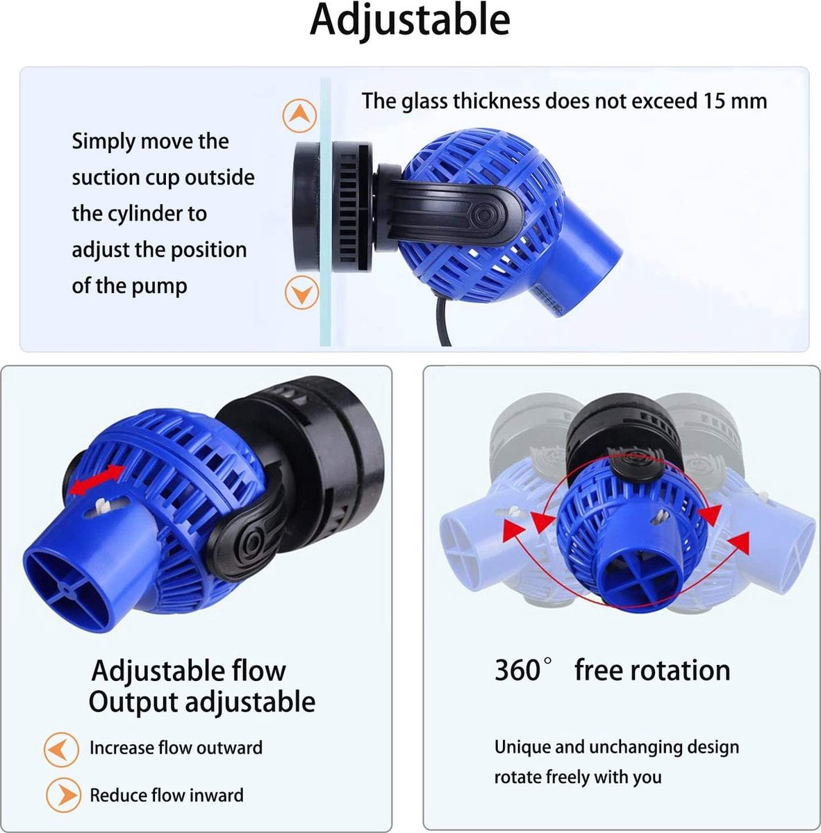 Aquarium stromingspomp Wavemaker, 4500-15.000L/H 8W/15W