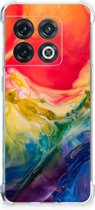 Shockproof Case OnePlus 10 Pro Telefoonhoesje Valbescherming met transparante rand Watercolor Dark