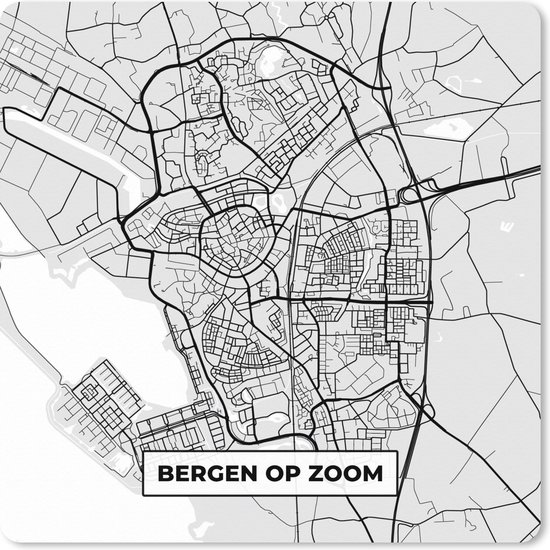 Muismat XXL - Bureau onderlegger - Bureau mat - Stadskaart - Bergen op Zoom - Grijs - Wit - 40x40 cm - XXL muismat