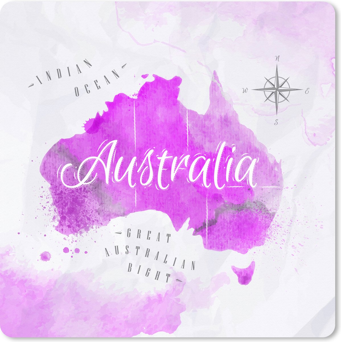 Muismat XXL 40x40 cm - Bureau onderlegger - Bureau mat Wereldkaart - Australië - Roze - Bureaumat - Gaming mousepad xl - Bureaulegger groot - Computer deskmat
