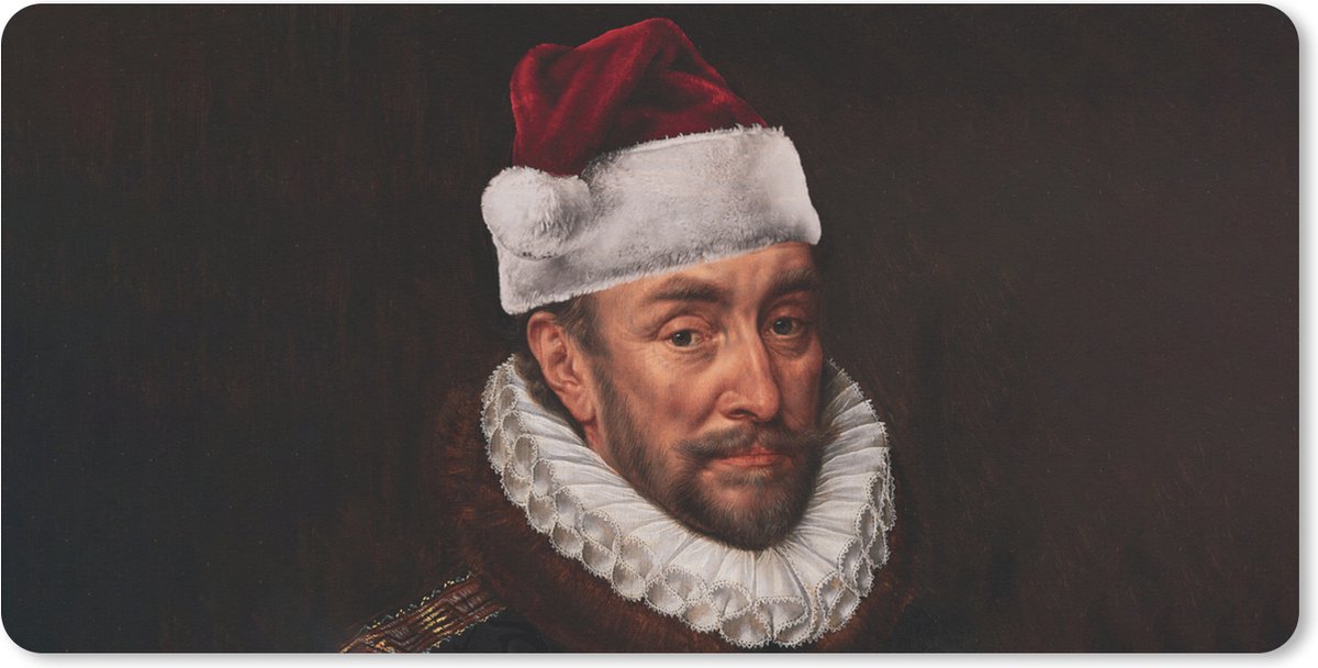 Muismat XXL 120x60 cm - Bureau onderlegger - Bureau mat Willem van Oranje - Kerstmuts - Oude meesters - Bureaumat - Gaming mousepad xl - Bureaulegger groot - Computer deskmat