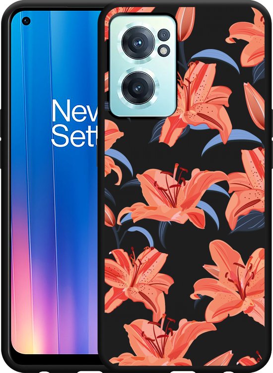 Oneplus Nord Ce2 Hoesje Zwart Flowers Designed By Cazy 