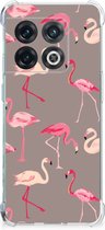 Hoesje met naam OnePlus 10 Pro Telefoonhoesje  met doorzichtige rand Flamingo