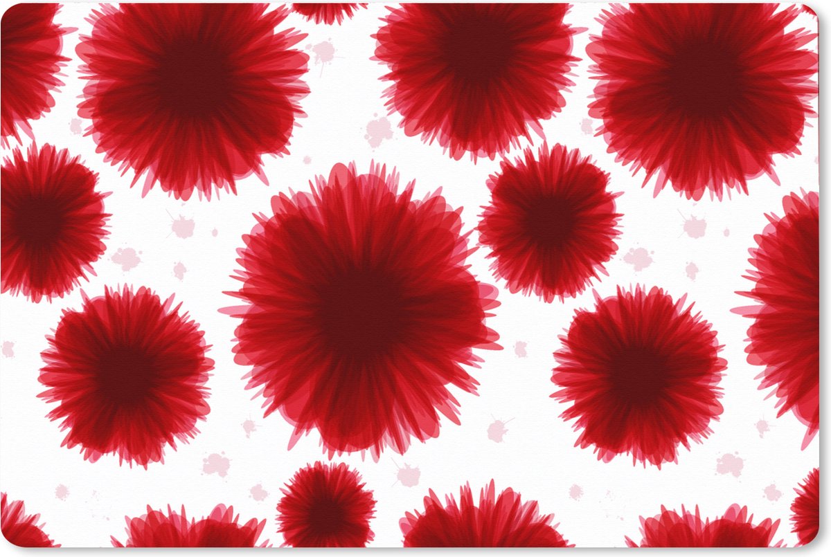 Muismat XXL 90x60 cm - Bureau onderlegger - Bureau mat Aquarelverf - Rood - Bloemen - Bureaumat - Gaming mousepad xl - Bureaulegger groot - Computer deskmat