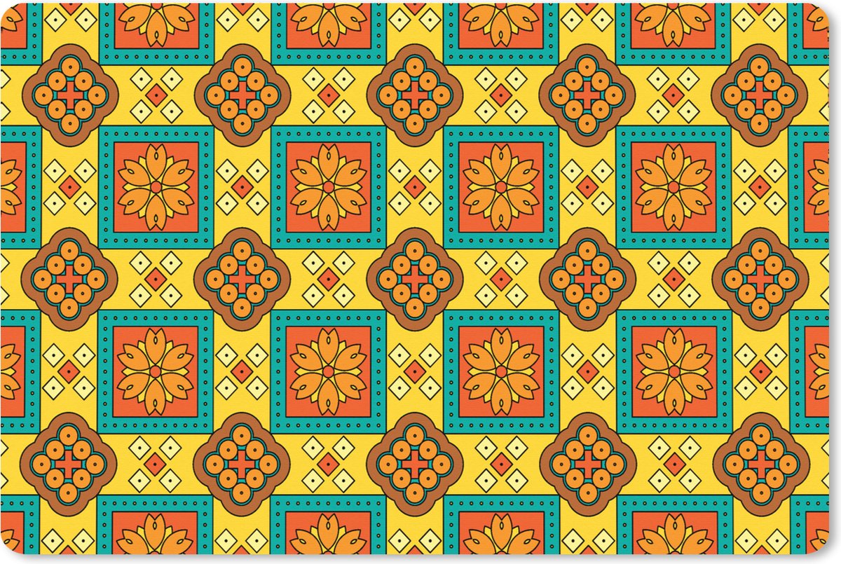 Muismat XXL 120x80 cm - Bureau onderlegger - Bureau mat Patchwork - Retro - Bloemen - Design - Bureaumat - Gaming mousepad xl - Bureaulegger groot - Computer deskmat