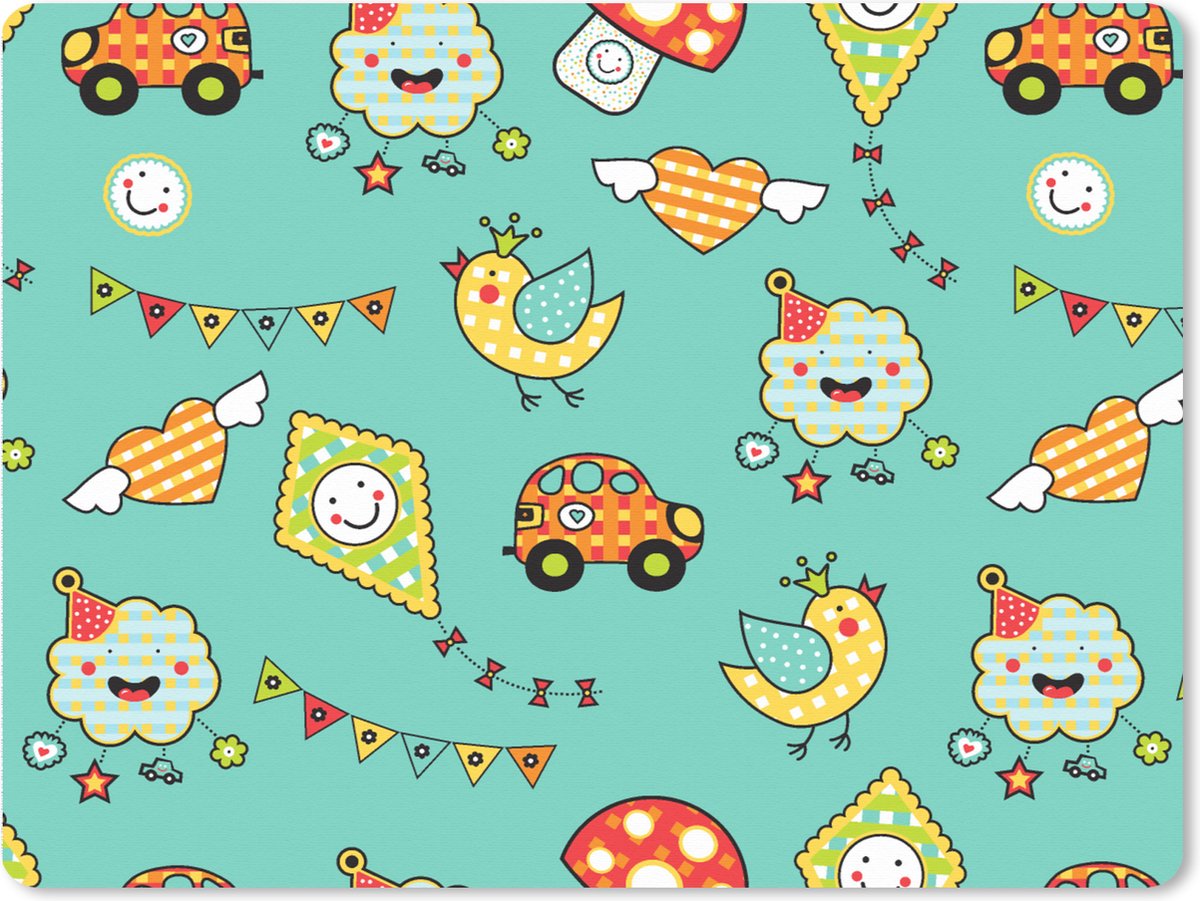 Muismat XXL 80x60 cm - Bureau onderlegger - Bureau mat Patroon - Kinderen - Auto - Vogel - Bureaumat - Gaming mousepad xl - Bureaulegger groot - Computer deskmat