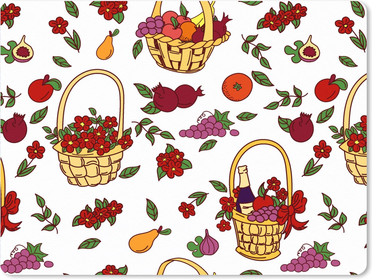Muismat XXL 80x60 cm - Bureau onderlegger - Bureau mat Mand - Fruit - Patronen - Bureaumat - Gaming mousepad xl - Bureaulegger groot - Computer deskmat