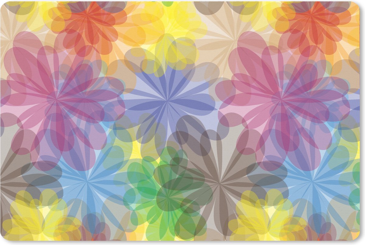 Muismat XXL 90x60 cm - Bureau onderlegger - Bureau mat Regenboog - Bloemen - Abstract - Patronen - Bureaumat - Gaming mousepad xl - Bureaulegger groot - Computer deskmat