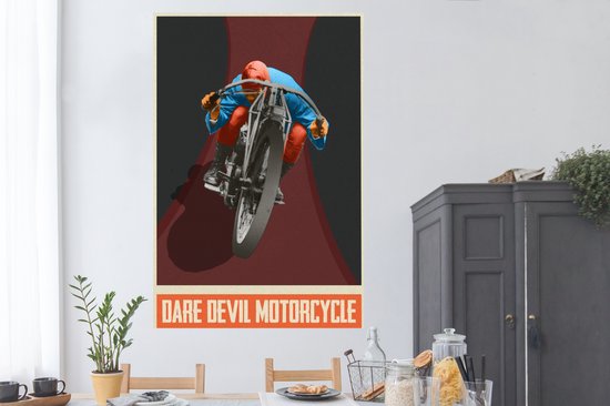 Affiche Mancave - Moteur - Vintage - Dessin - 120x180 cm XXL