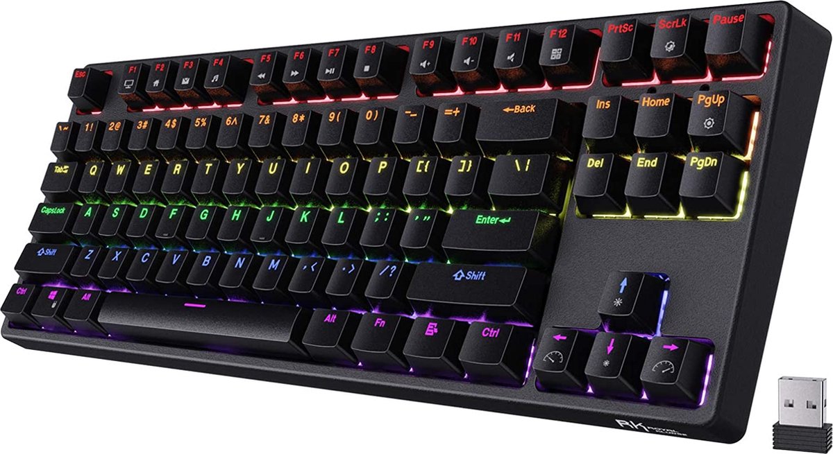 Royal Kludge RK87 (2022) Hot Swappable TKL Mechanisch Toetsenbord - Gaming Keyboard - Zwart - RGB - Wired & Wireless - TRI-MODE - 2.4GHZ - Bluetooth - Type-C - Brown Switches - 3/5 Pin - Gaming - Office