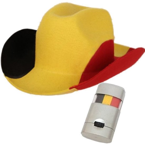 Supporters/Fans verkleed set Belgie vlag-kleuren hoed met schminkstift -  Voor volwassenen | bol