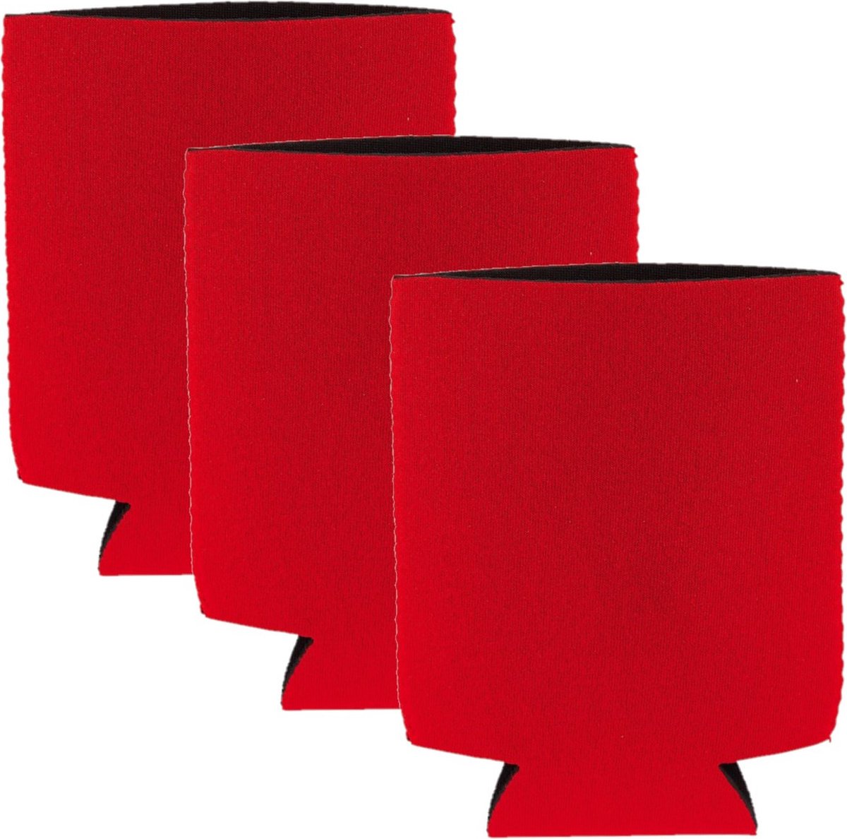 Blikjes koeler - 3x - koelhoud hoesje - bierblik hoesje - rood - Frisdrank/bier blikjes koel houden
