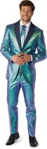 OppoSuits Fancy Fish - Heren Pak - Glimmend Visgraat Kostuum - Blauw - Maat EU 58