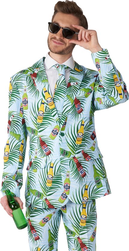 Suitmeister Tropical Beers - Zomers Tropische Outfit Heren Pak - Carnaval En Halloween Kostuum - Blue - Maat XL