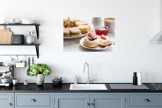 Poster Ontbijt - Aardbei - Jam - 90x60 cm