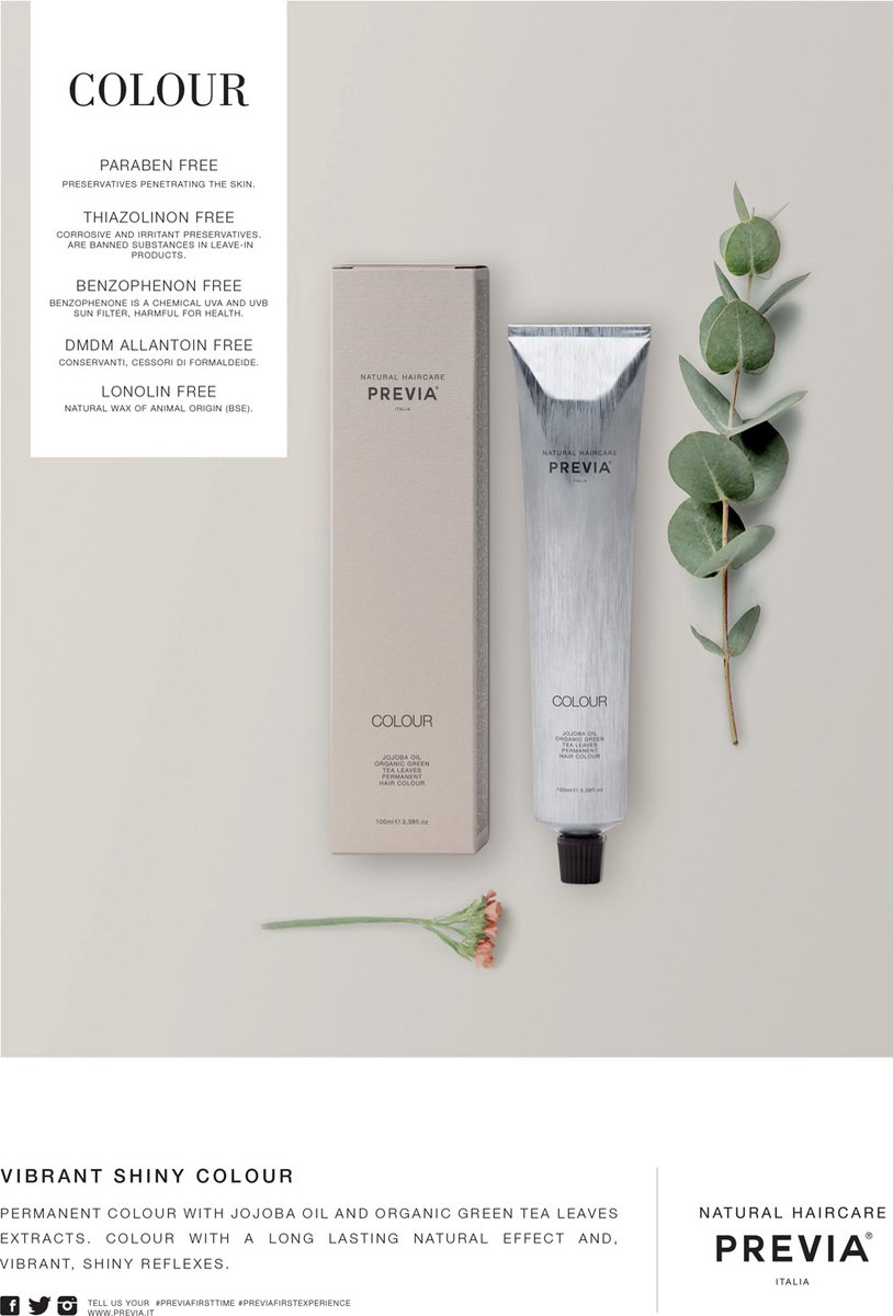 Previa Professional Colour Jojoba Oil + Green Tea Permanente haarkleuring 100ml - 07,41 Medium Copper Ash Blonde / Kupferblond Asch