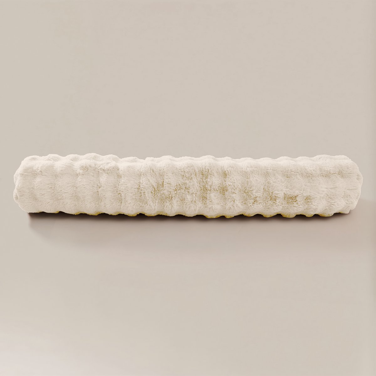 Primaviera Deluxe Bodypillow Pompom – 140x20 cm – Faux Fur – Lang Kussen – Luxe en Zacht – Stevig – Wasbaar – Beige