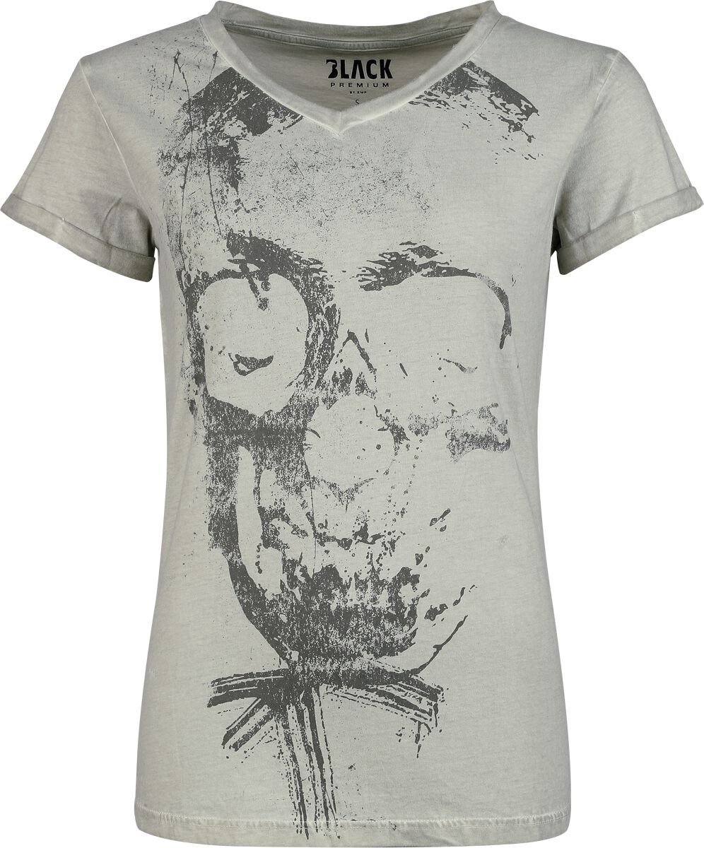 Black Premium by EMP Vrouwen Grijs-zwart t-shirt in double-layer