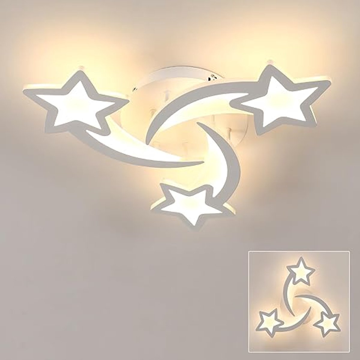 Haobosic - plafondlamp, creatieve LED-plafondlamp met stervorm, 38W 3420LM plafondlamp, warme kroonluchter van 3000K voor in de slaapkamer, plafondlamp voor in de woonkamer