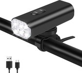 fietslamp voorlicht - 6 LED heldere fietslamp - fietslamp - koplamp - fiets voorlicht - 2000 lumen lichtgewicht fietskoplamp - 4800 mAh USB oplaadbare fietskoplamp - IPX-6 waterdichte fietskoplamp - accessoires geschikt voor alle fietsen