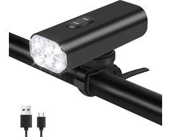 fietslamp voorlicht - 6 LED heldere fietslamp - fietslamp - koplamp - fiets voorlicht - 2000 lumen lichtgewicht fietskoplamp - 4800 mAh USB oplaadbare fietskoplamp - IPX-6 waterdichte fietskoplamp - accessoires geschikt voor alle fietsen
