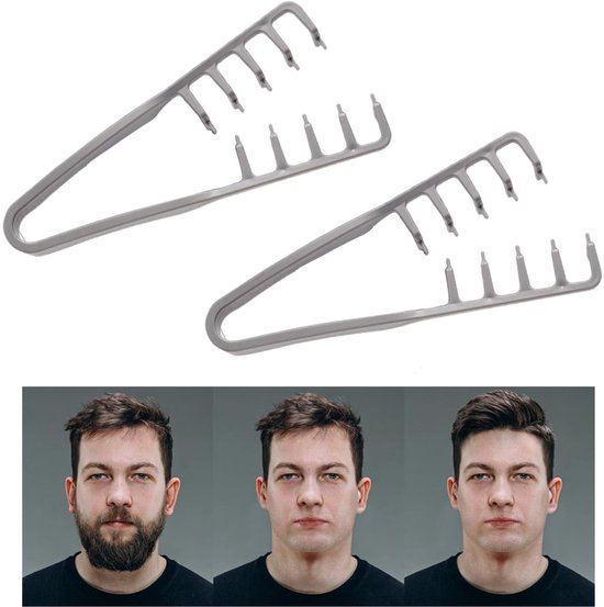 2 pièces - Peigne de coiffure, peigne à texture grossière, adapté aux coiffures crêpées, peigne pour cheveux crépus 19x9cm (gris)