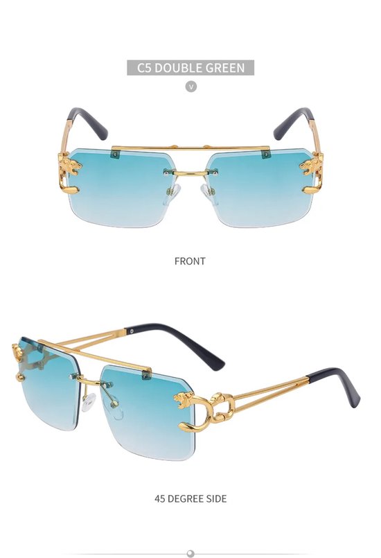Zonnebril Groen | Rimless Glasses | Oversized | Frameloos Zonnebril| Trendy Eyewear voor Heren en Dames | Randloze Zonnebril | Heren/ Dames bril | zomerbril/ bril/ brillen | Heren zonnebril / zonnebril zonder rand | zomer bril | Randloze bril — afbeelding 4