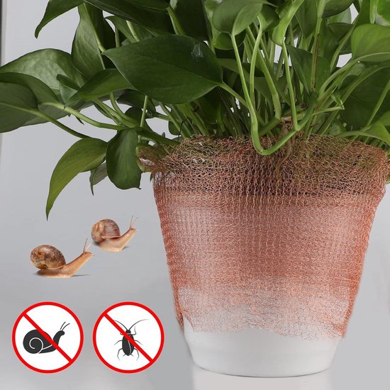 Koperband tegen slakken, slakkenhek, koperen gaas 127 mm * 12 m, kopergaas slakkenbescherming met schaar, puur koper gedestilleerd koperroosterrol, plantenbescherming voor huis en tuin