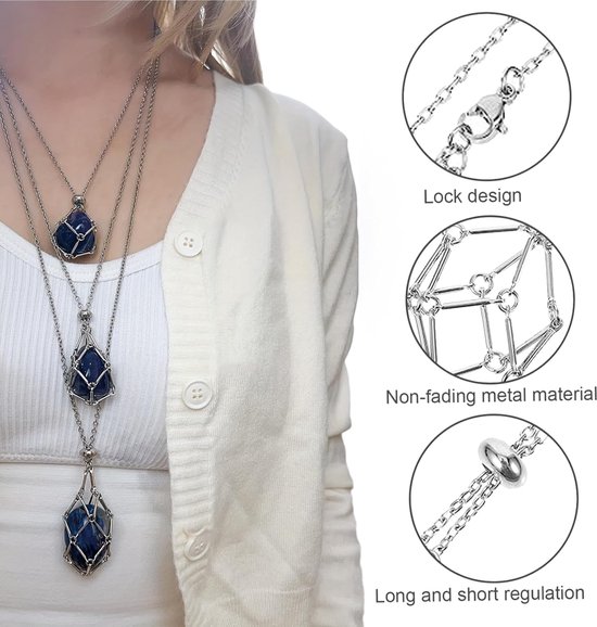 Ketting koord lege stenen houder, ketting koord voor kristallen, hanger stenen houder verstelbare ketting houder hanger