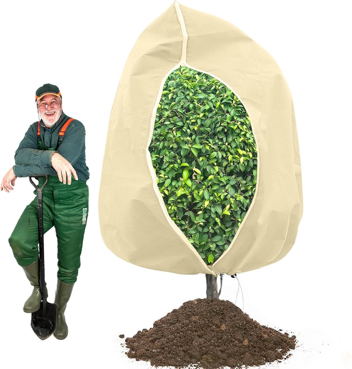 Winterbescherming voor planten met ritssluiting, vorstbescherming, koudebescherming, plantenbeschermingszak voor potplanten, voor boom, palmen, balkonplanten, vorstbescherming, 200 x 240 cm