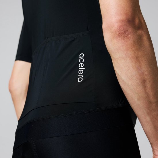 Maillot de cyclisme intermédiaire Acelera | Maillot de cyclisme à manches courtes pour homme | Maillot de cyclisme | Vêtements de cyclisme | Noir | Taille L