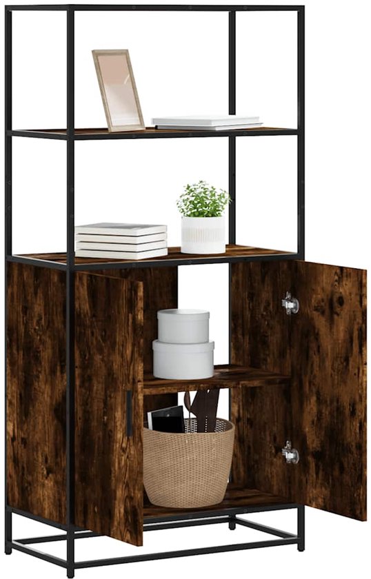 vidaXL - Armoire haute - 68x35x139cm - décorée - bois - et - métal - fumé - couleur chêne