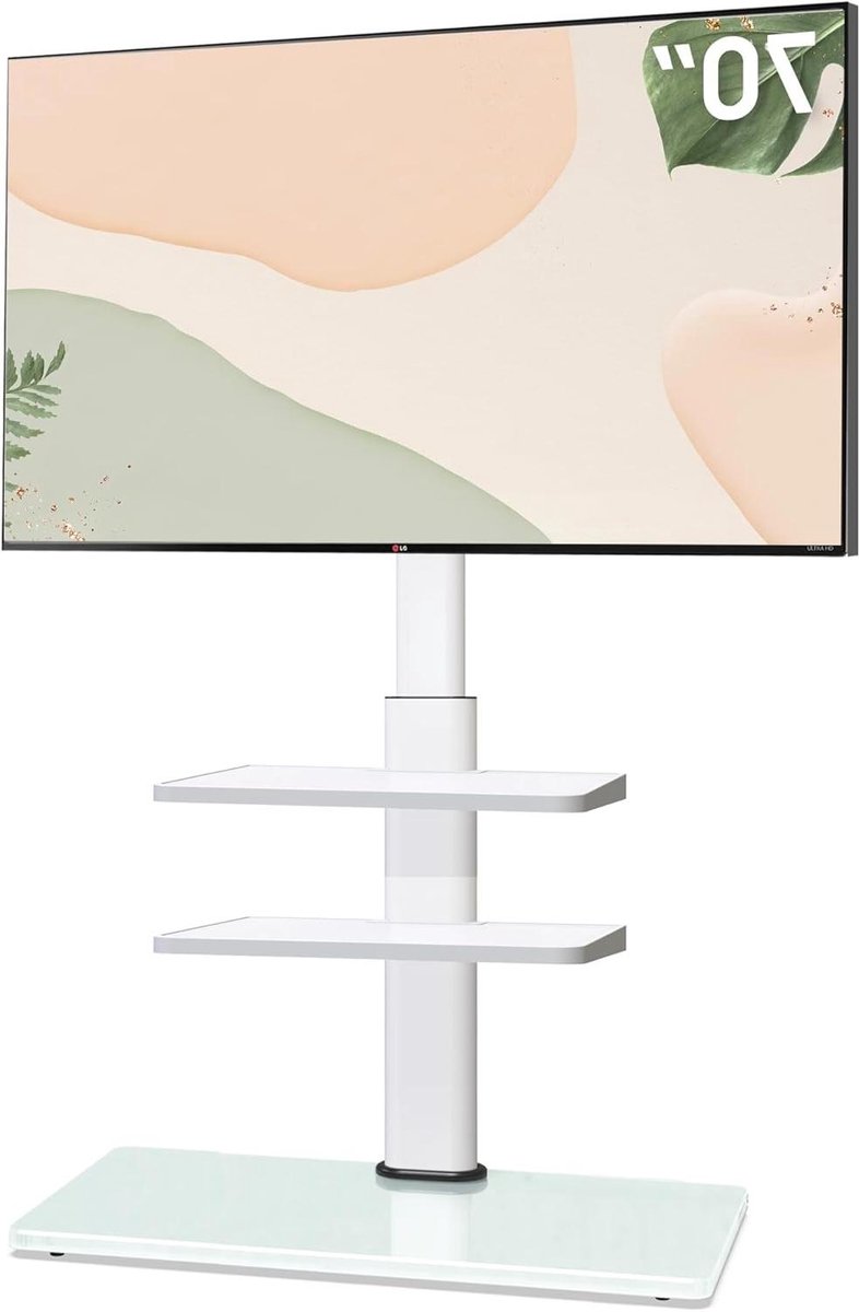 32-70 inch TV Stand with Height Adjustment, Swivel and Tilt - 3 Level Shelves - Max. VESA 400 x 400 mm