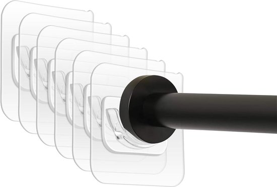 LAINIKE Set Van 12 Zelfklevende Gordijnstanghouders, Geen Boren Gordijnroede Lijmen Gordijnroedehouders Gordijnroedes Voor Keuken Badkamer Slaapkamer Woonkamer Hotel