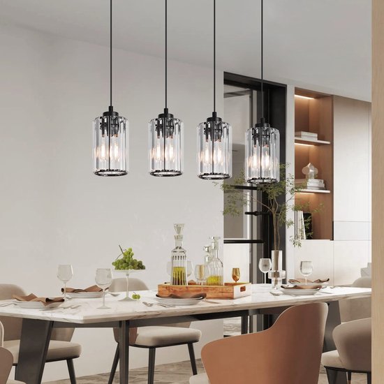Moderne hanglamp Ismay met smoke glas, 3-lichts - zwart