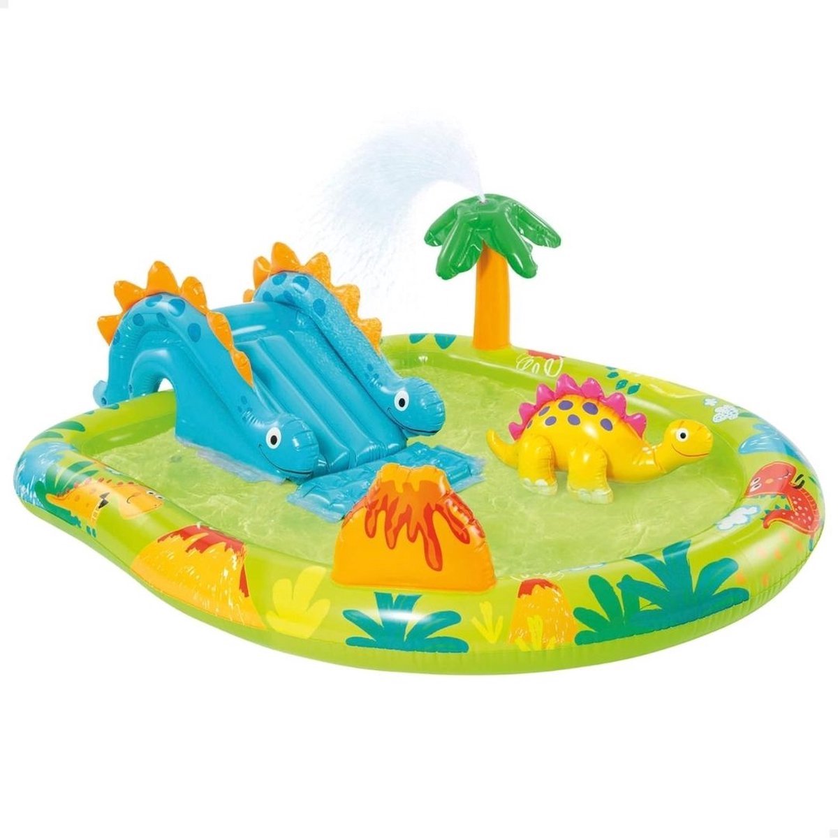 Thuys – Kinderzwembad met Glijbaan – Thema Vulkaan – Speelzwembad met Speelelementen – 265 x 265 x 104cm