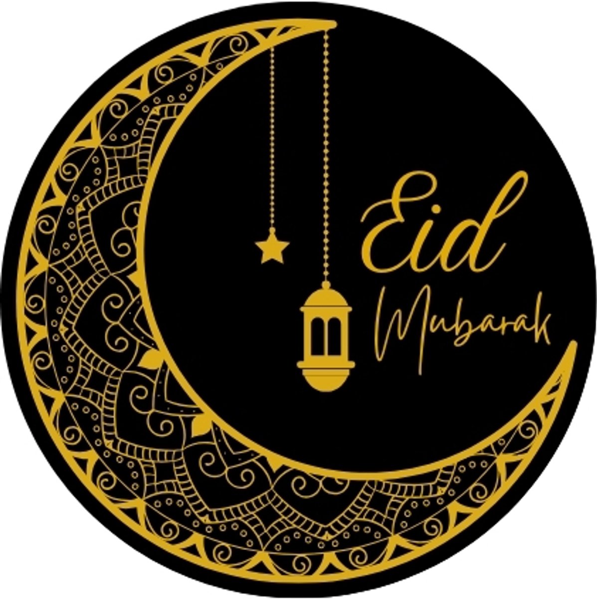 Stickers Eid Mubarak Lantaarn - Zwart & Goud - 24 stuks
