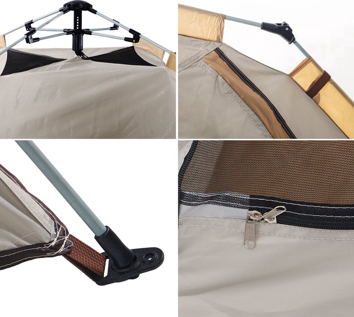 Automatische Pop-up Tent - Waterdicht Kampeertent voor 2-3 Personen –Camping Tent - 210x210x140cm - Outdoor Kampeer & Festival Tent–Ideaal voor Gezinscamping en Buitenactiviteiten-Snel Opzetbaar– Met Luifel & Draagtas – Sand – Lexorion – foto 4