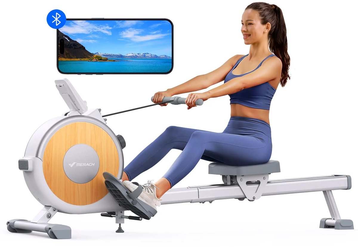 Magnetische Roeitrainer - Roeimachine - Roeitrainer - Roeiapparaat - 16 Weerstandsniveaus - Stil & Krachtig - App Compatibel - Dual Slide Rail - Max 160 kg Belastbaar - Compact & Stevig - Magnetische - €519,99