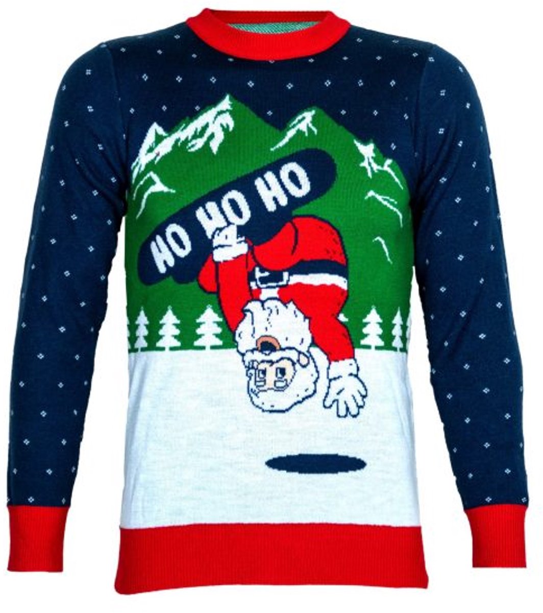 Kerstman op een snowboard Foute kersttrui - Maat: S - Gebreide kersttrui - Heren kersttrui - Dames kersttrui - Foute kersttruien - Kerst outfit - Kerstkleding - Lelijke kersttrui - Gekke kersttrui -